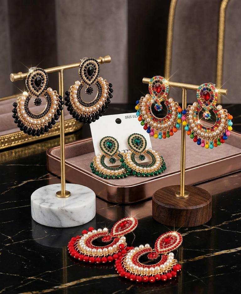 Luxury Pearl Chandbali Earrings – Traditional Gold Plated Bridal & Party Wear Jewellery